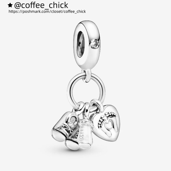 Pandora Baby Bottle & Shoes Dangle Charm - Picture 1 of 6